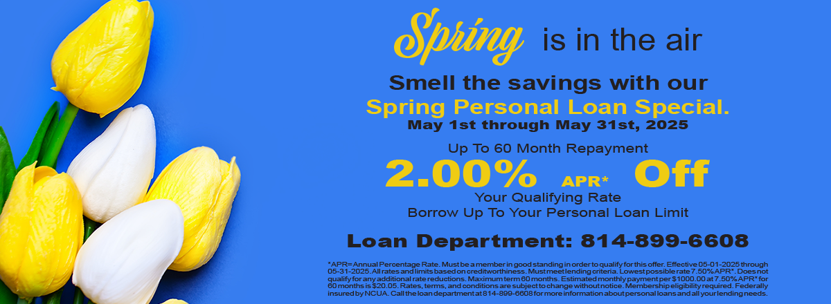 Spring Personal Loan Special - May 2025 - 2.00% Annual Percentage Rate Off