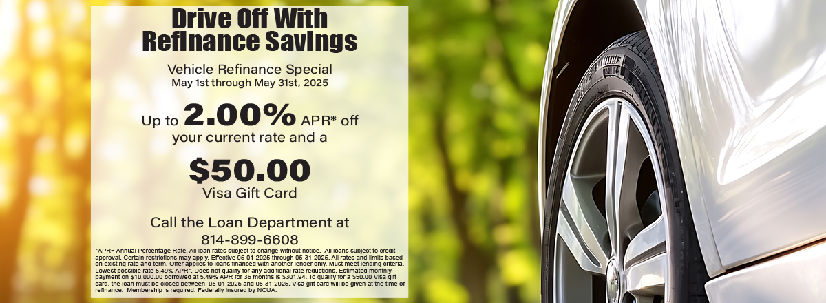 Vehicle Refinance Special - May 2025 - 2.00% Annual Percentage Rate Off